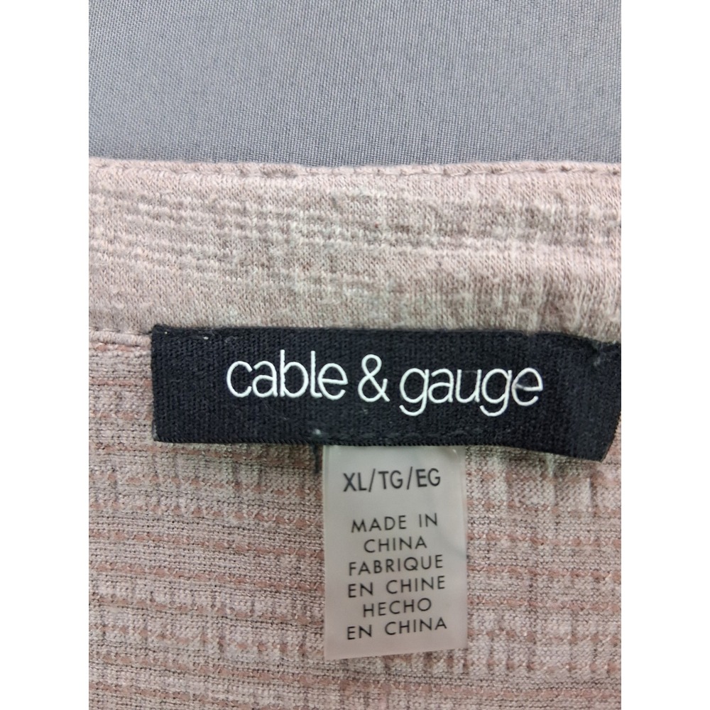 Cable & Gauge Top Embroidered Split Neck XL Mauve Taupe Short Sleeve Boho Blouse - Picture 3 of 6